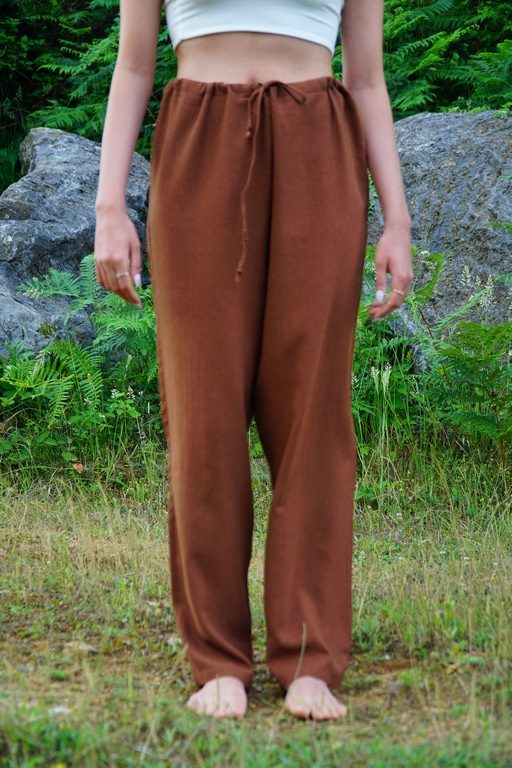 MARİA KETEN PANTOLON TABA