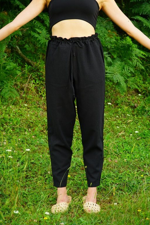 MUSİ KETEN PANTOLON SİYAH